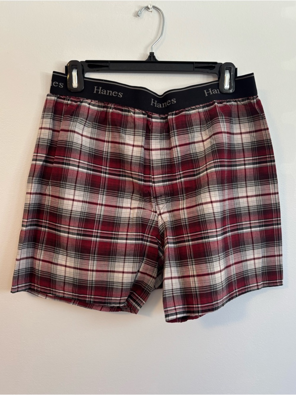 Hanes Plaid Boxer Briefs Red Black White Size Medium Boxers